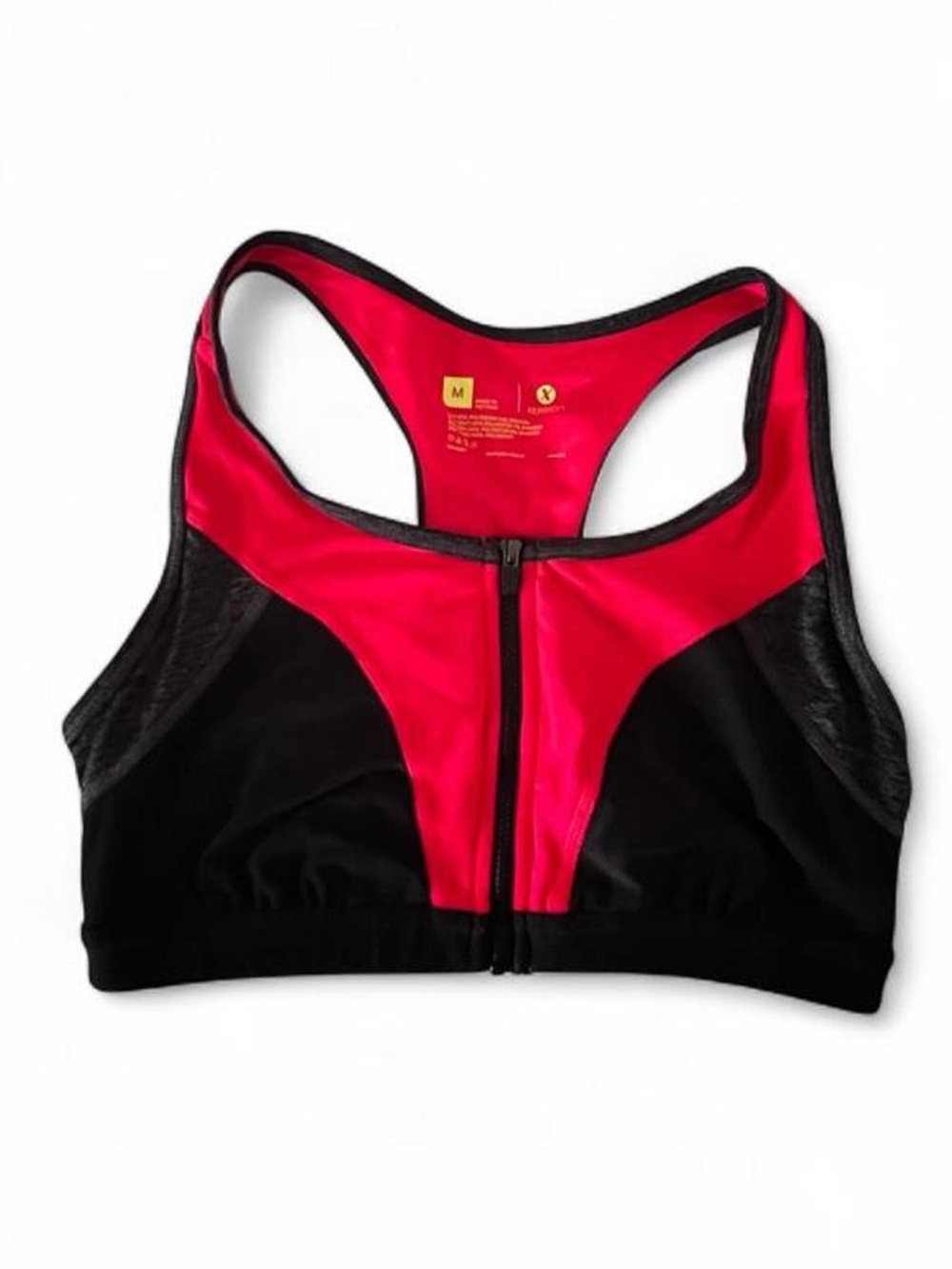Xersion High-Impact Zipper Front Sports Bra Red Black Size M